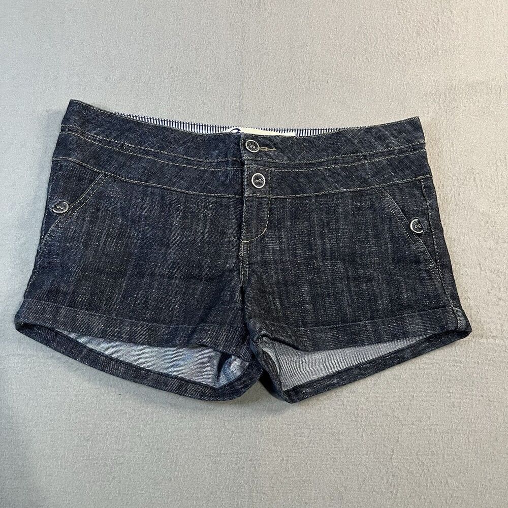 Boom Boom Denim Micro Shorts Juniors Size 13 Jr Mid Rise Y2K Style Blue Stretch